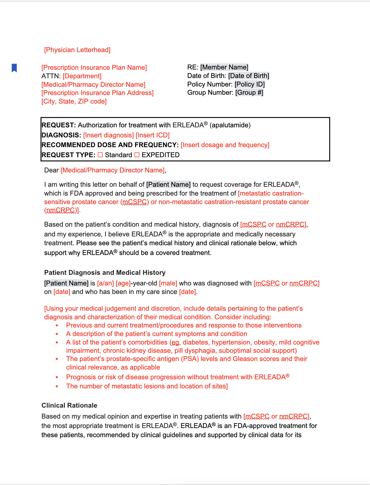 Letter of Medical Necessity