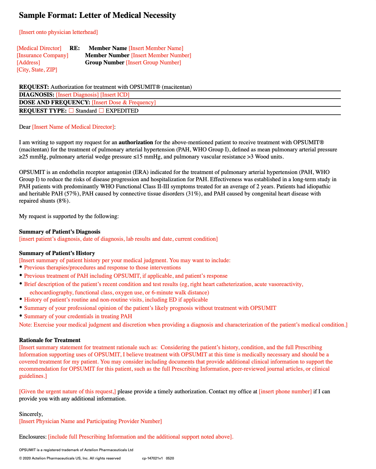 Sample Letter of Medical Necessity